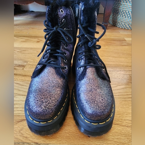 Dr Martens Jadon Boot Platform Faux Fur Lined Size 8 Gothic Grunge Metallic - Picture 9 of 10